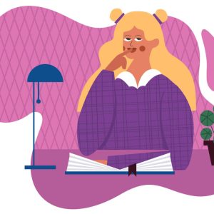 Girl Studying Illustration