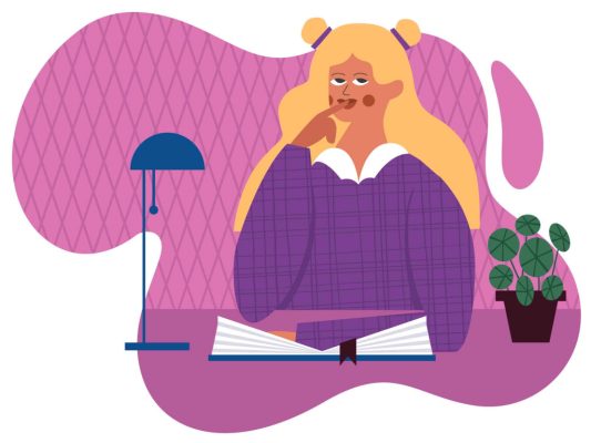 Girl Studying Illustration