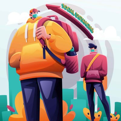 Social Distancing Vector Illustration (AI, EPS)